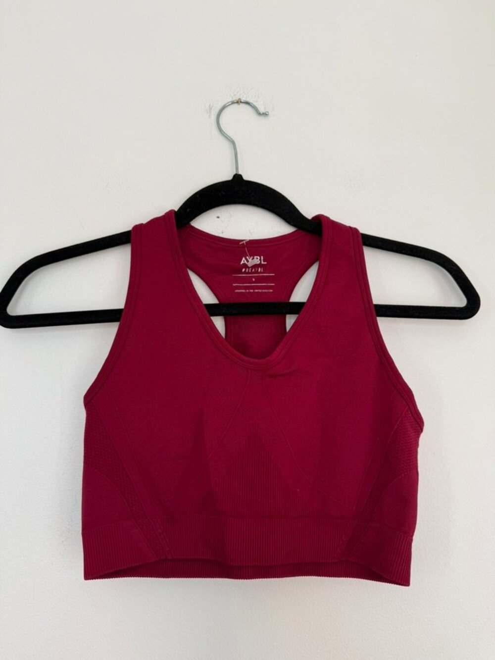 AYBL Seamless Sports Bra Red Racerback Activewear Gym Top Size S - Picture 2 of 5
